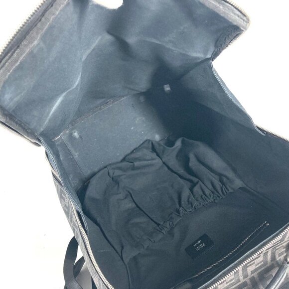 FENDI Black Leather Zucca Backpack - Picture 13 of 16